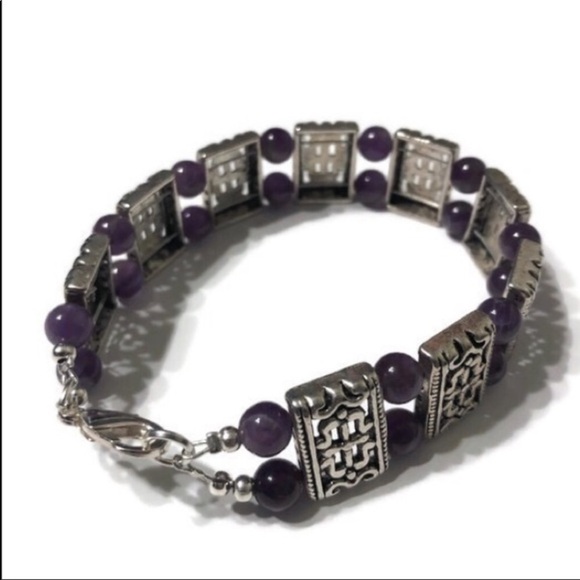 Handmade Amethyst Silver Tone Bracelet - Picture 2 of 7